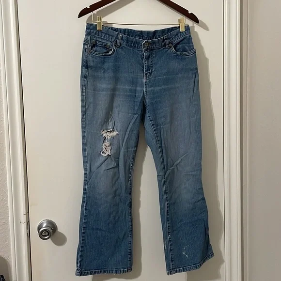 Lauren Jeans Co. Ralph Lauren Blue Wide Leg Jeans Size 10P - Picture 1 of 13